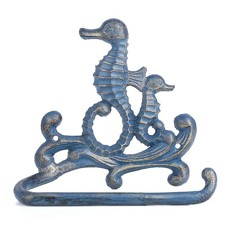 Cast Iron Tissue Holder Seahorse Paper Rack Coat Hook Towel Rack