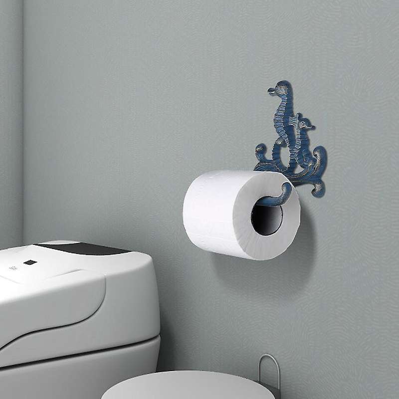Cast Iron Tissue Holder Seahorse Paper Rack Coat Hook Towel Rack