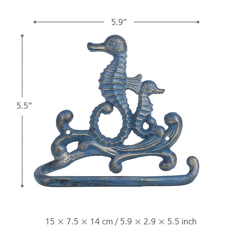 Cast Iron Tissue Holder Seahorse Paper Rack Coat Hook Towel Rack