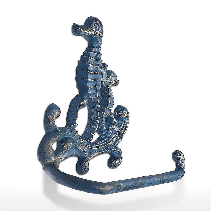 Cast Iron Tissue Holder Seahorse Paper Rack Coat Hook Towel Rack