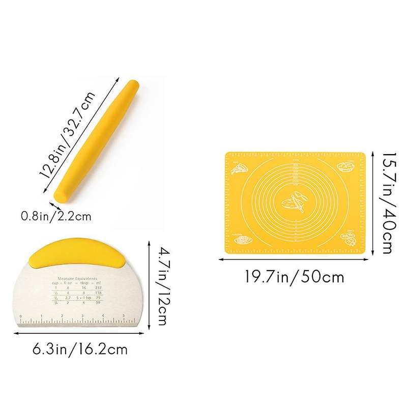 Rolling Pin and Baking Mat Set,dough Cutter, for Baking Dough, Pizza