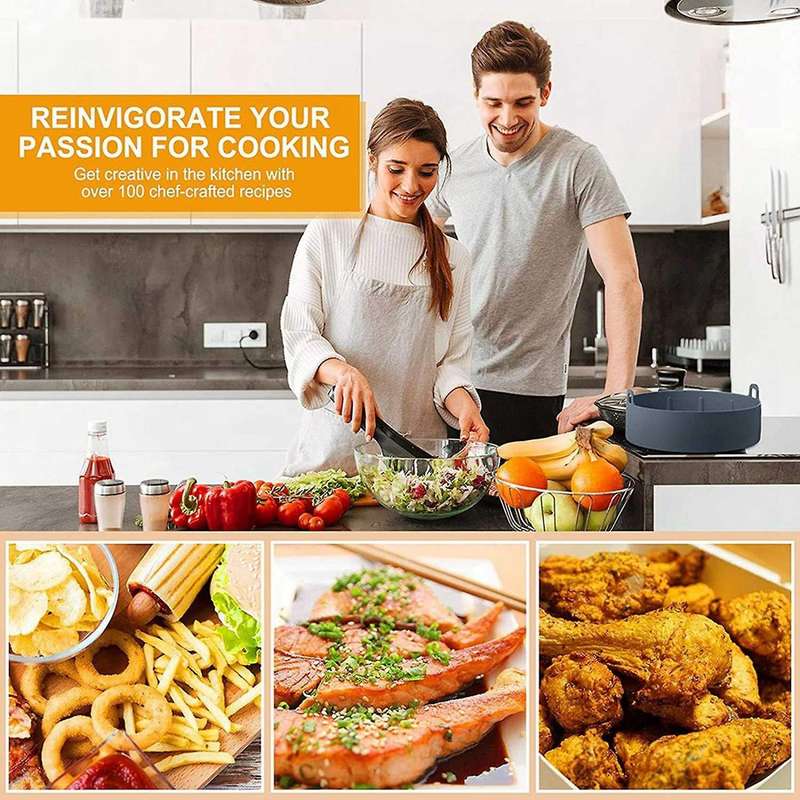 2 Pieces Air Fryer Silicone Pot Silicone Bowl Air Fryers, 7.5 Inch