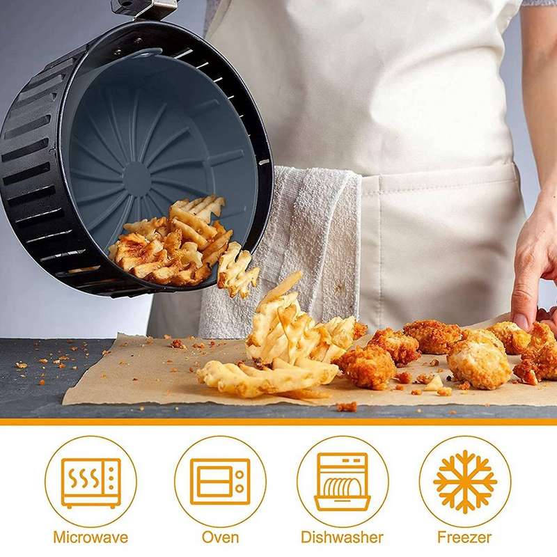2 Pieces Air Fryer Silicone Pot Silicone Bowl Air Fryers, 7.5 Inch