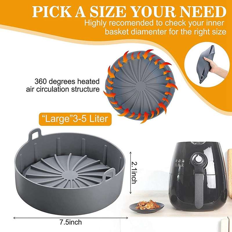 2 Pieces Air Fryer Silicone Pot Silicone Bowl Air Fryers, 7.5 Inch