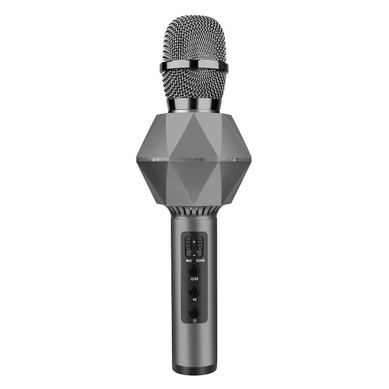 Bluetooth Condenser Karaoke Mic Dazzle Color Handheld Silver Gray