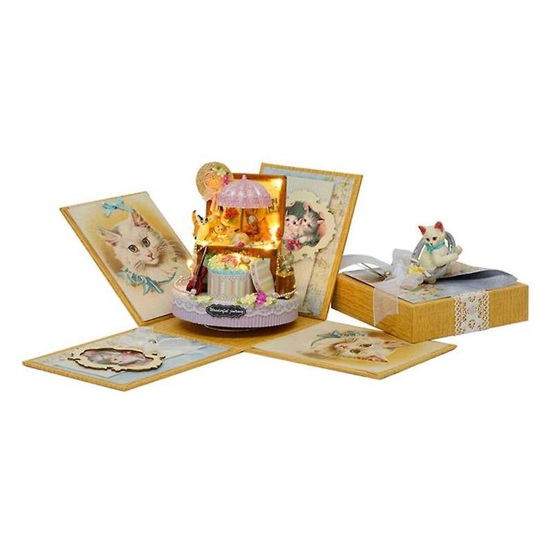 Cat Candy Music Box Diy Handmade Led Castle In The Sky Wooden Present