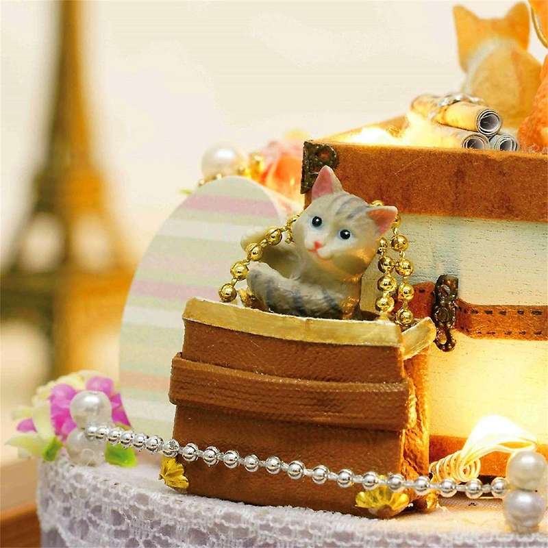 Cat Candy Music Box Diy Handmade Led Castle In The Sky Wooden Present