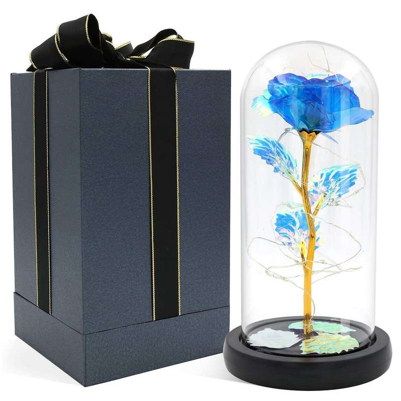 Glass Rose,eternal Flower Light Up for Night Bedroom Mom Birthday