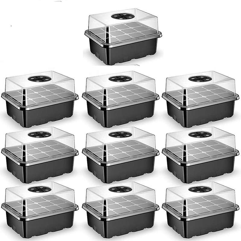 10pcs 12cells Seed Tray for Greenhouse Propagator Station Seeding,a