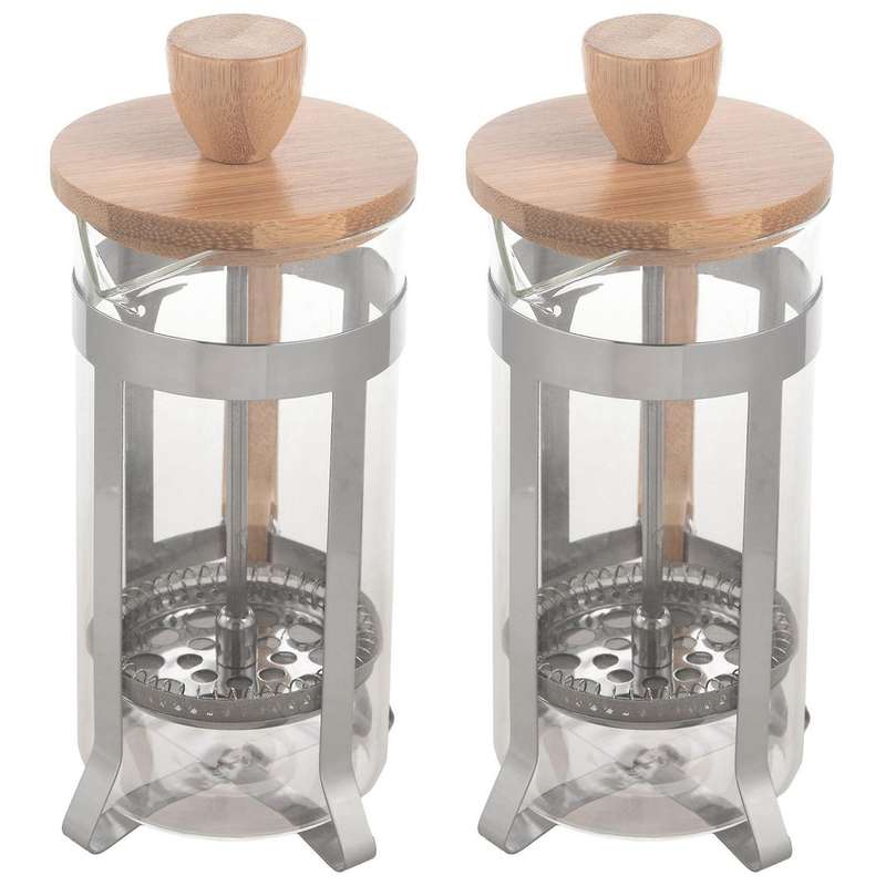 2x Bamboo Cover Coffee Plunger Tea Maker Percolator Filter Teapot