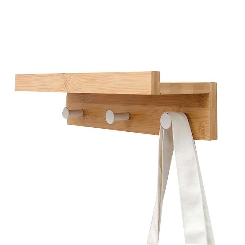 Wooden Wall Shelf Wall Mount Organizer for Kitchen Bedroom(3 Hooks)