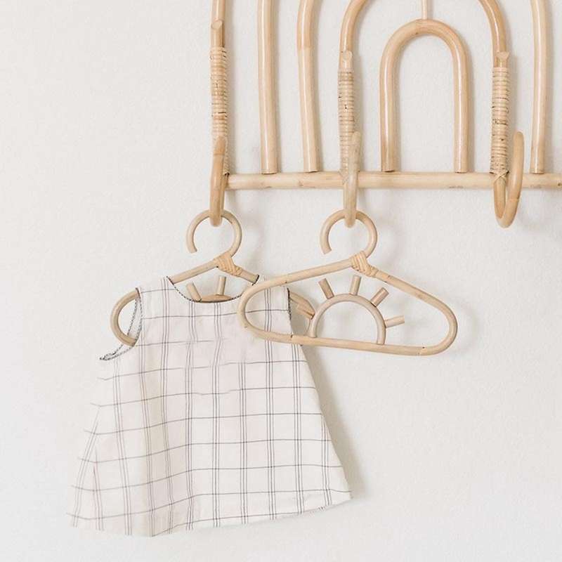Rattan Wall Hooks Sunflower Rainbow Kids Garments Organizer Rack