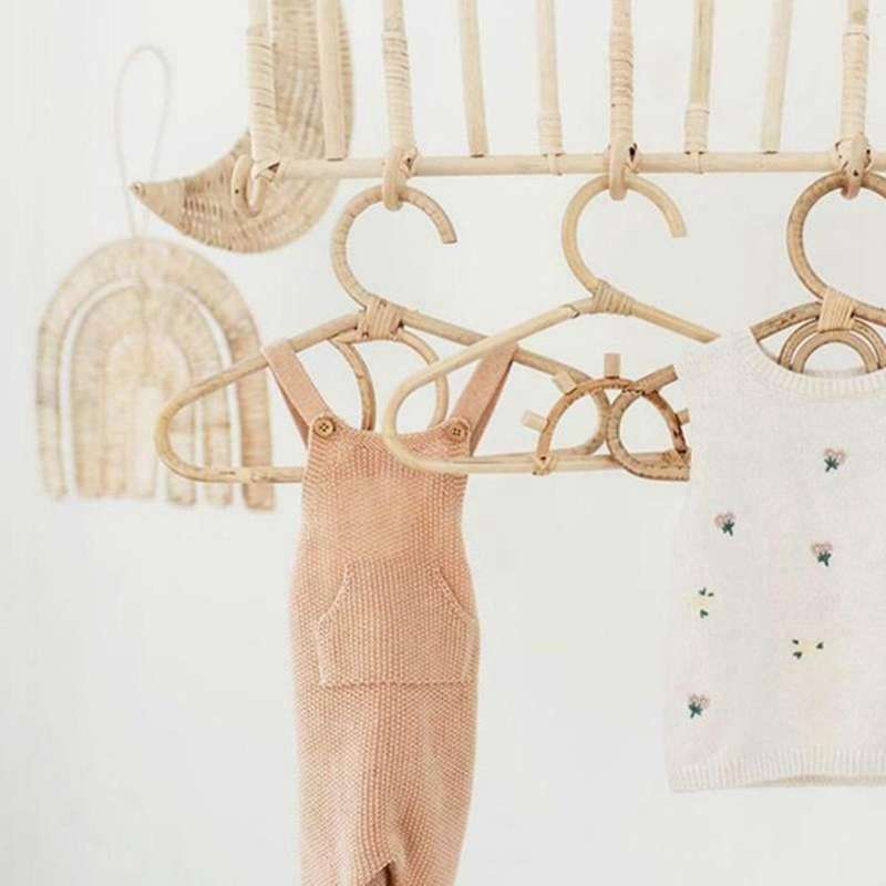 Rattan Wall Hooks Sunflower Rainbow Kids Garments Organizer Rack