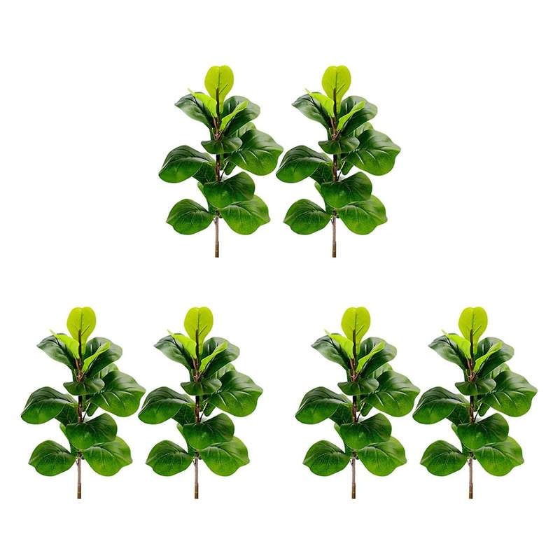 6x Artificial Plants Fiddle Leaf Fig Faux Ficus for Window Box Decor