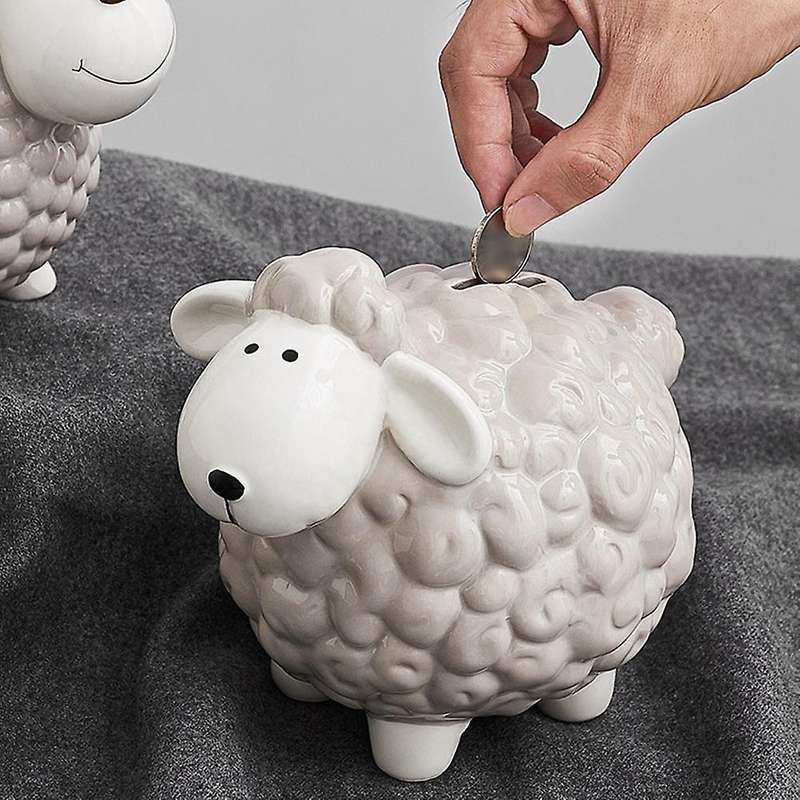 Sheep Piggy Bank Home Furnishings Statue Holiday Gifts Figurine -c