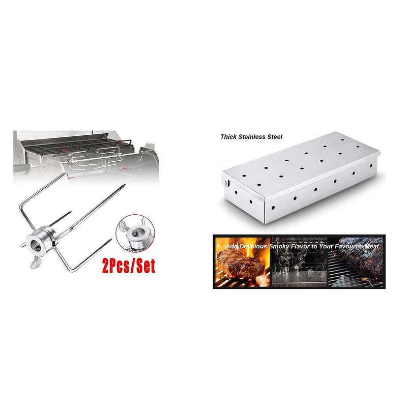 Large Smoker Box for Bbq with Brush for Smoked Flavor Meat Grilling