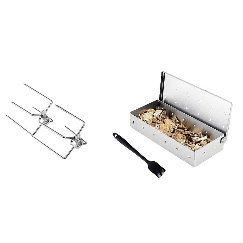 Large Smoker Box for Bbq with Brush for Smoked Flavor Meat Grilling