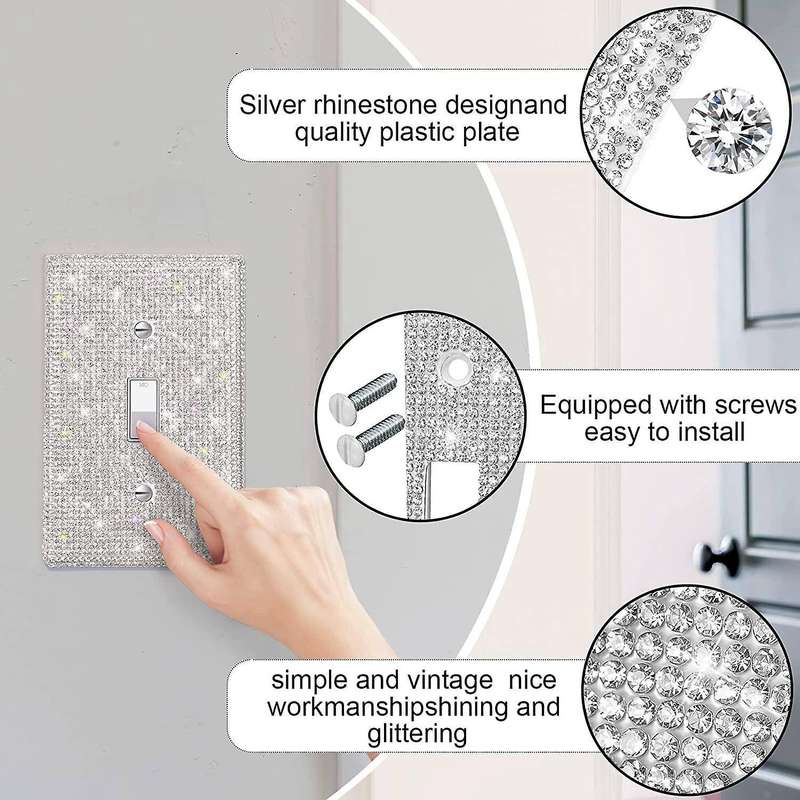 6 Pcs Bling Light Switch Cover (single Gang Socket, Duplex Outlet)