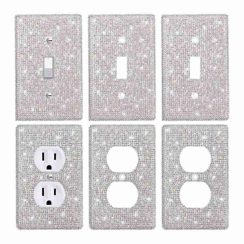 6 Pcs Bling Light Switch Cover (single Gang Socket, Duplex Outlet)