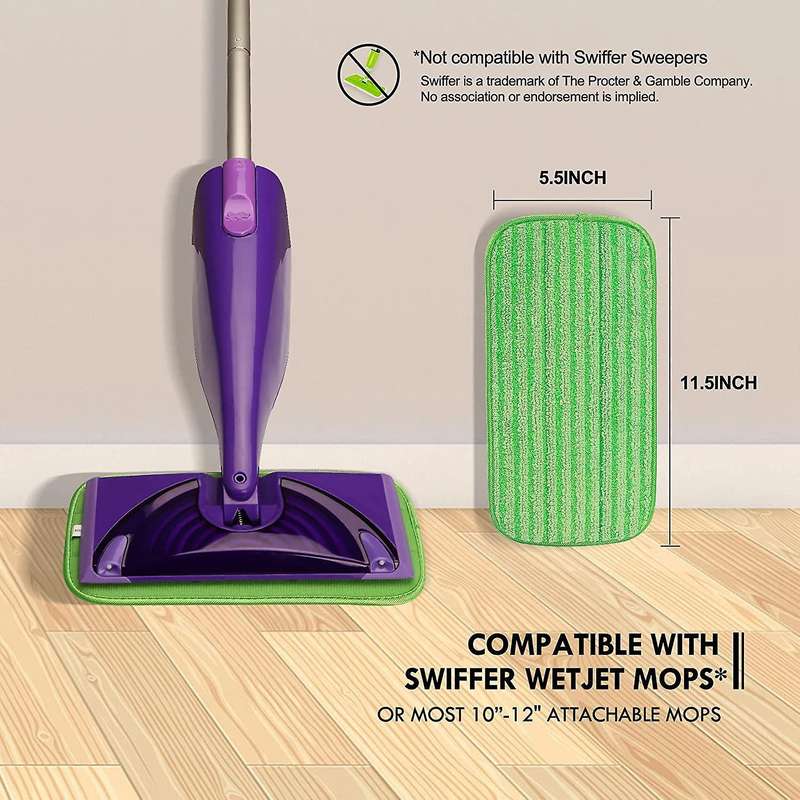 8 Pcs Reusable Microfiber Mop Pads for Swiffer Wet Jet Mops Washable