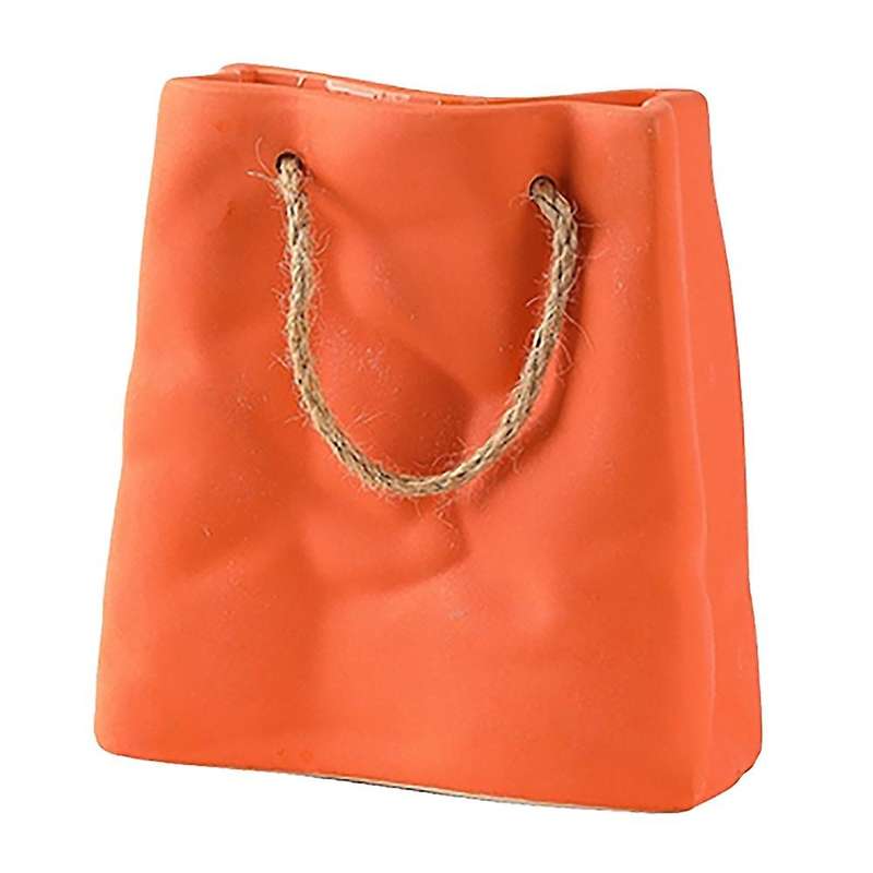 Morandi Color Ceramic Vase Creative Tote Bag Vase Orange
