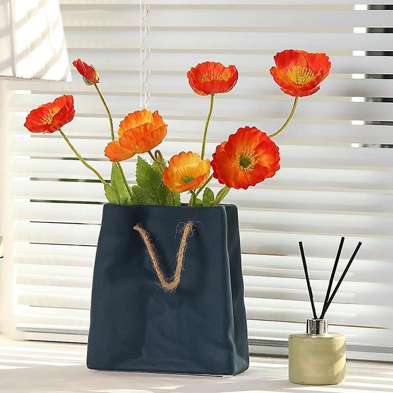 Morandi Color Ceramic Vase Creative Tote Bag Vase Orange