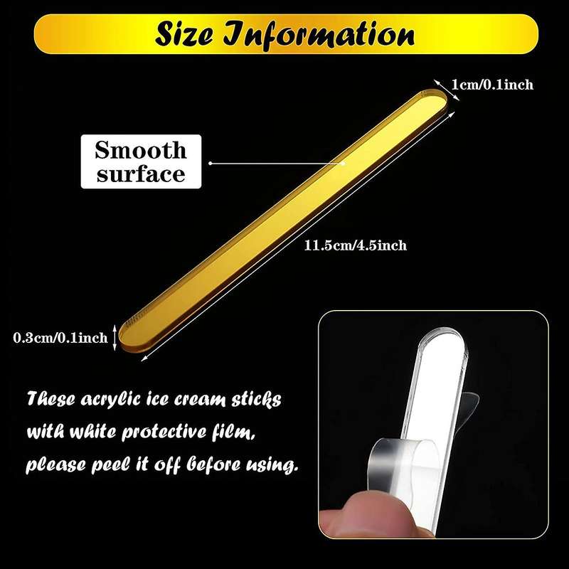 100 Pcs Acrylic Cakesicle Popsicle Sticks Ice Cream Stick Reusable