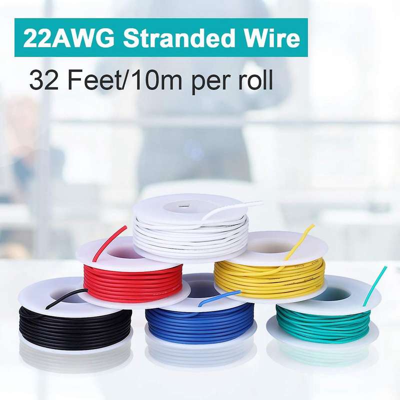 22awg Electronics Wire Kit,jumper Wire Hook Up Wire Kit 6 Colors 33ft