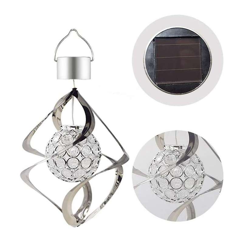 2 Pcs Solar Power Wind Chime Color Changing Decor Spiral for Outdoor