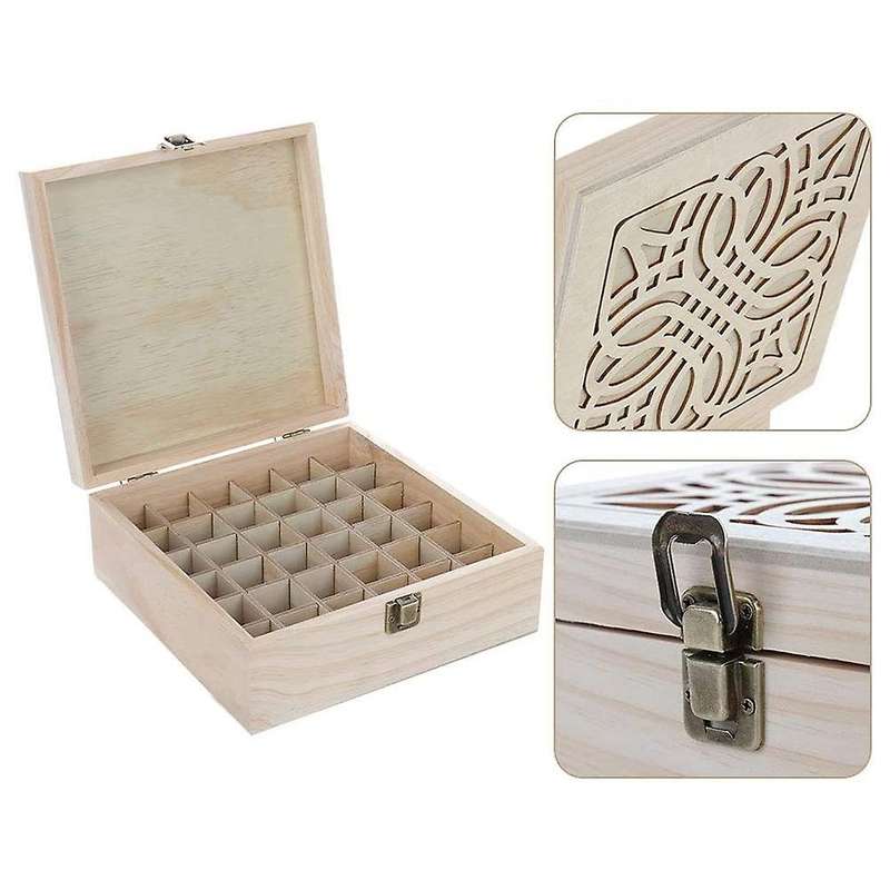 36slot Essential Oil Wooden Storage Box Travel Display Case Holder