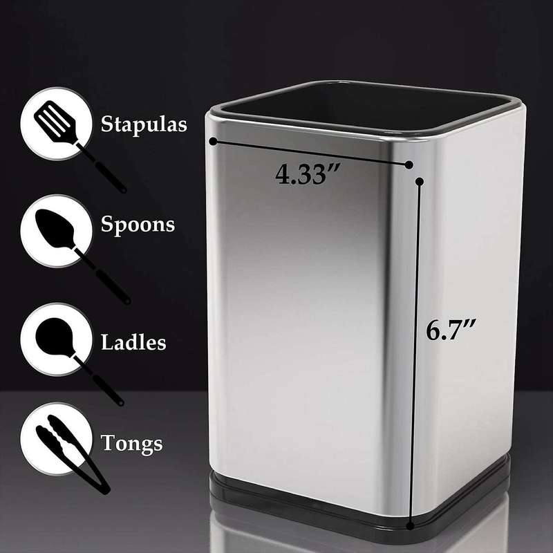 Stainless Steel Kitchen Utensil Holder, Modern Rectangular ,17x11cm