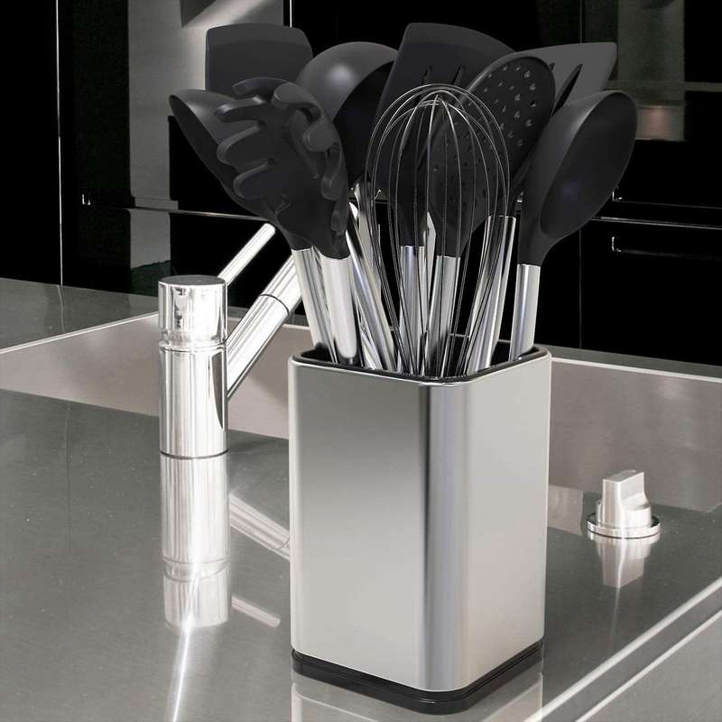 Stainless Steel Kitchen Utensil Holder, Modern Rectangular ,17x11cm