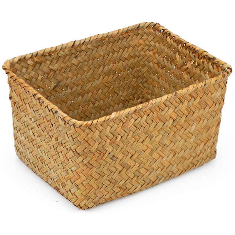 Seagrass Storage Basket, Multisize Handmade Rattan Shelf Baskets