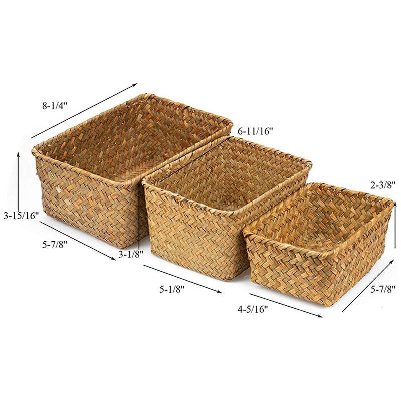 Seagrass Storage Basket, Multisize Handmade Rattan Shelf Baskets