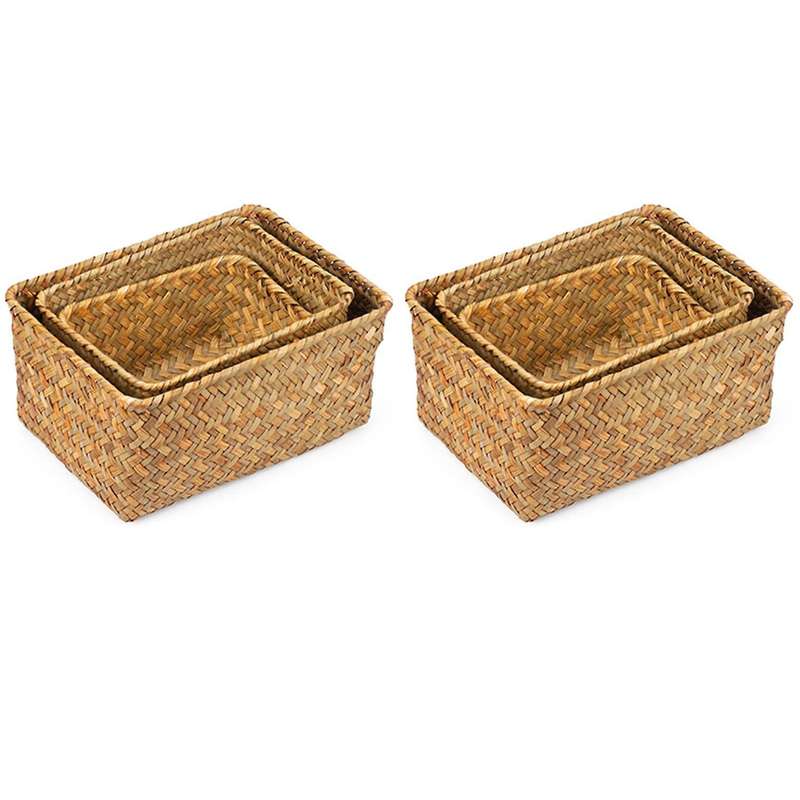 Seagrass Storage Basket, Multisize Handmade Rattan Shelf Baskets
