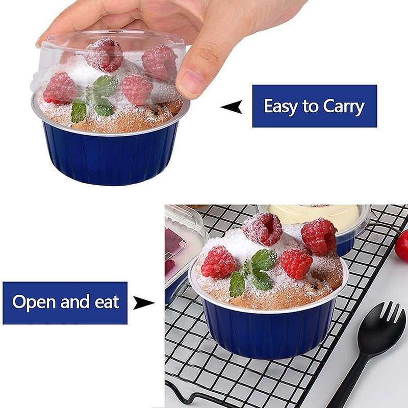 Foil Cupcake Liners with Lids, Cupcake Cups for Parties Baking A