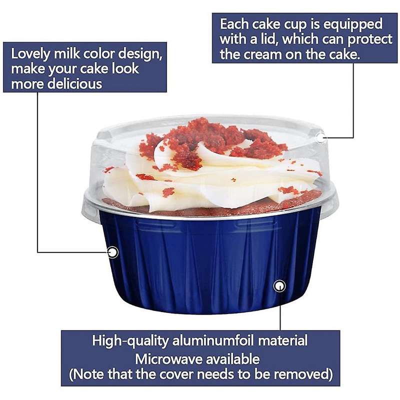 Foil Cupcake Liners with Lids, Cupcake Cups for Parties Baking A