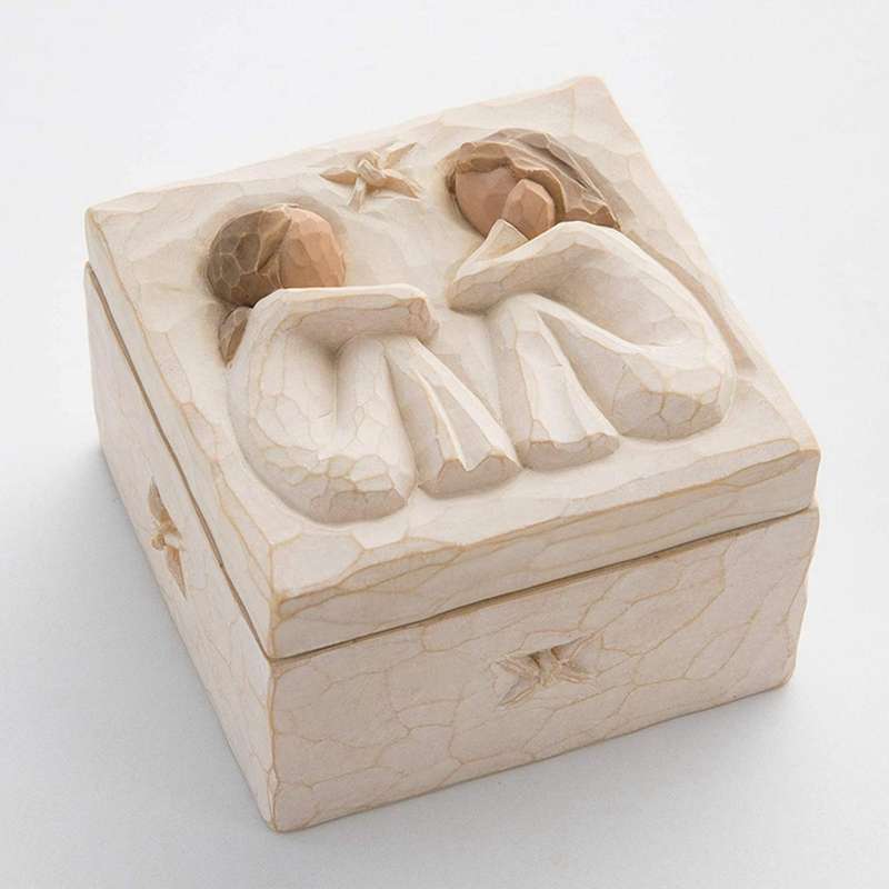 2x Sculpted Hand-painted Keepsake Box Reveals Love and Friendship