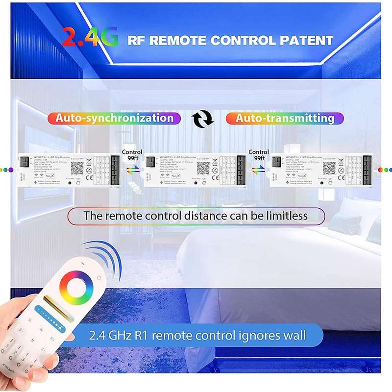 Wb5 Rf Wifi Bluetooth Led Strip Controller for Smart Life App