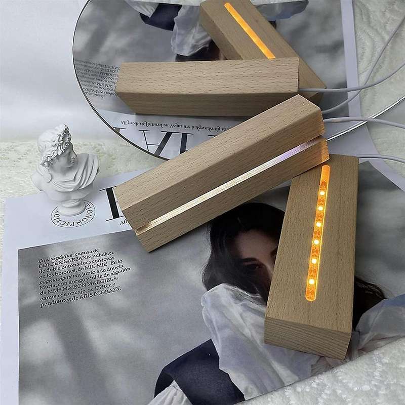 Led Wood Display Base,rectangle Display Pedestal,for Lasering Crystal