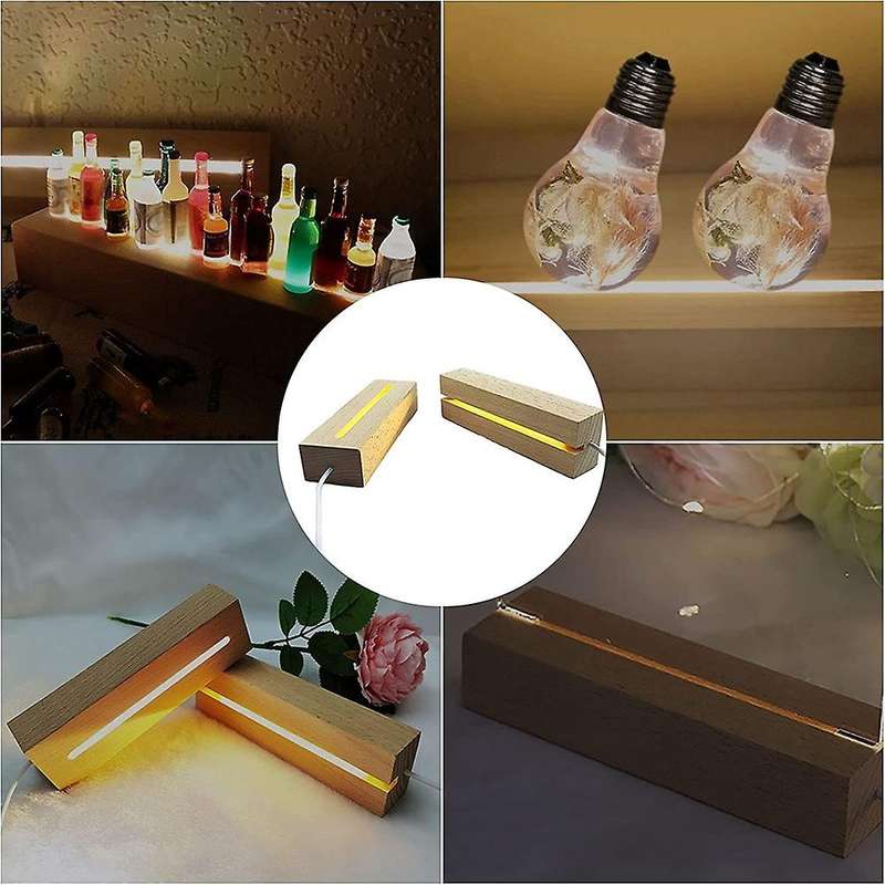 Led Wood Display Base,rectangle Display Pedestal,for Lasering Crystal