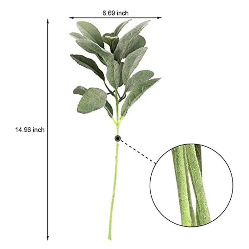 20pcs Artificial Flocked Greenery Leaves Short Stems,for Home