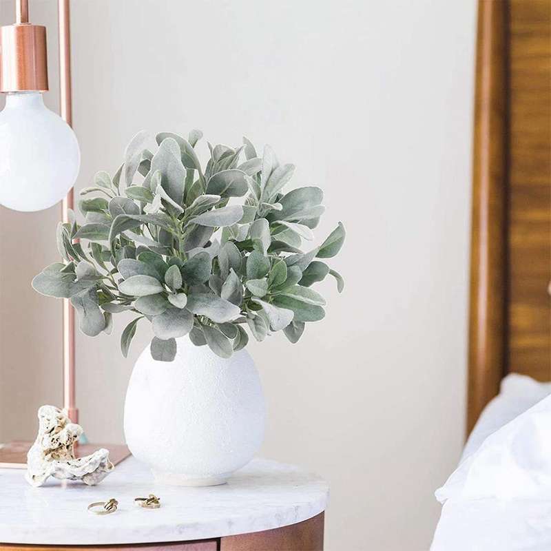 20pcs Artificial Flocked Greenery Leaves Short Stems,for Home
