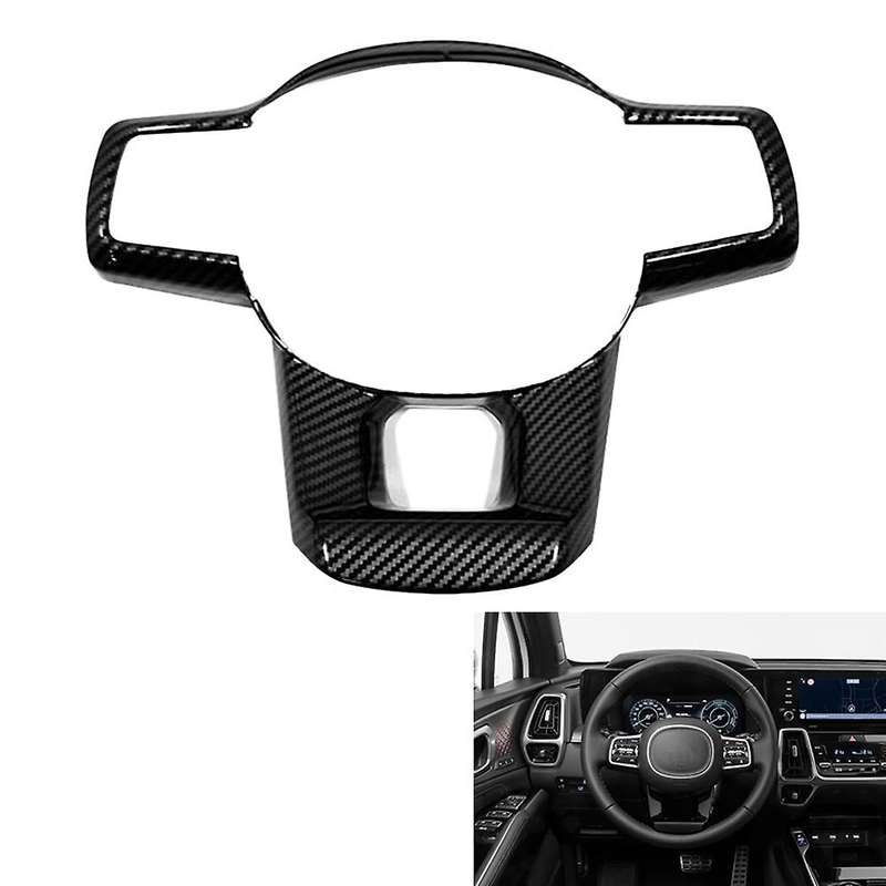 Car Carbon Fiber Steering Wheel Panel Cover Trim Decoration Frame