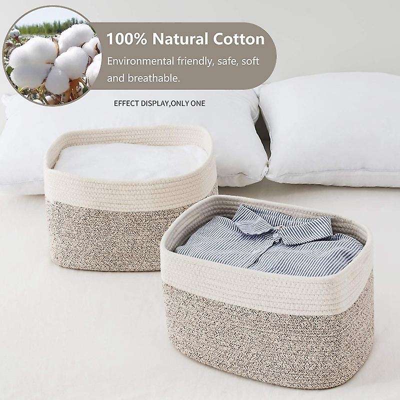 Cotton Rope Storage Baskets Bin Storage with Handles, C