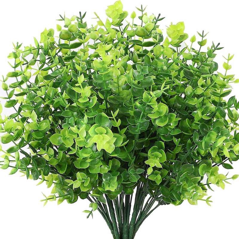 20 Pack Artificial Greenery Outdoor Eucalyptus Plants Boxwood Shrubs