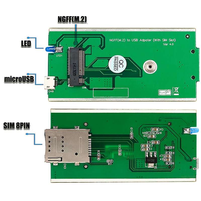 Wireless Ngff M.2 Key B to Usb Adapter with Sim Card Slot for Wwan