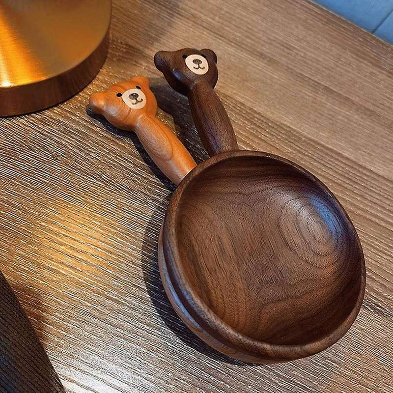 Japanese Style Cute Bear Wooden Bowl Wooden Plate Fruit Snack-b