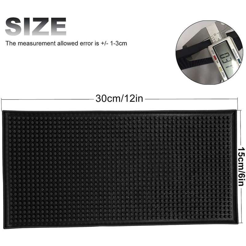 3 Pack Black Bar Mat Spill Mat Cocktail for Counter Top 12inchx6inch