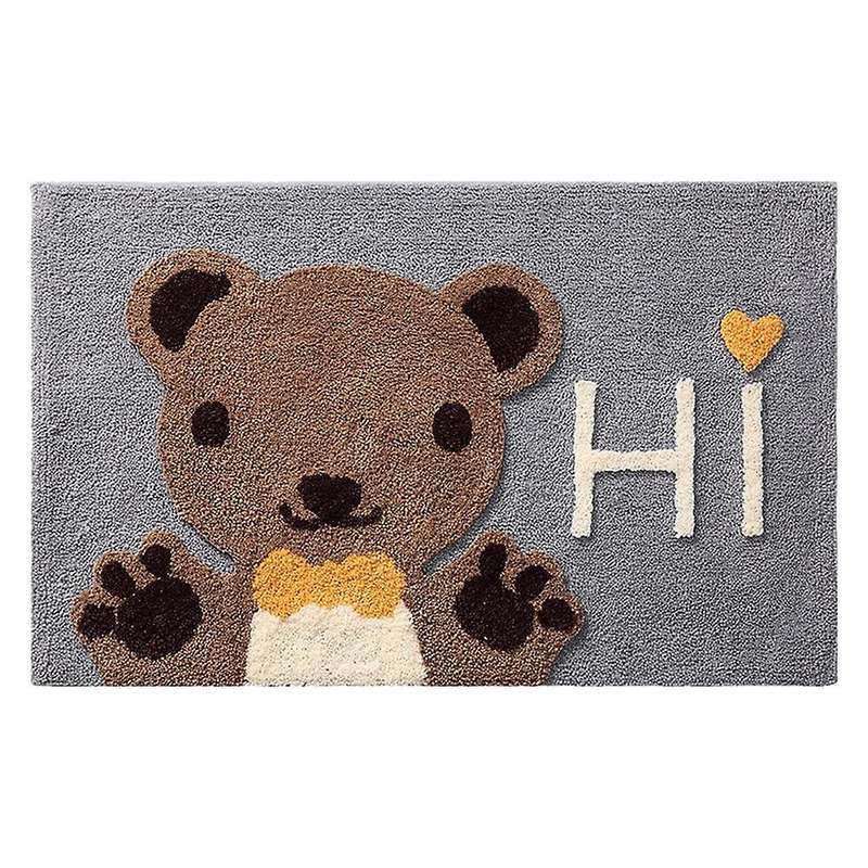 Frog and Bear Flocking Bath Mat Bath Rug for Bathtub Shower Room C
